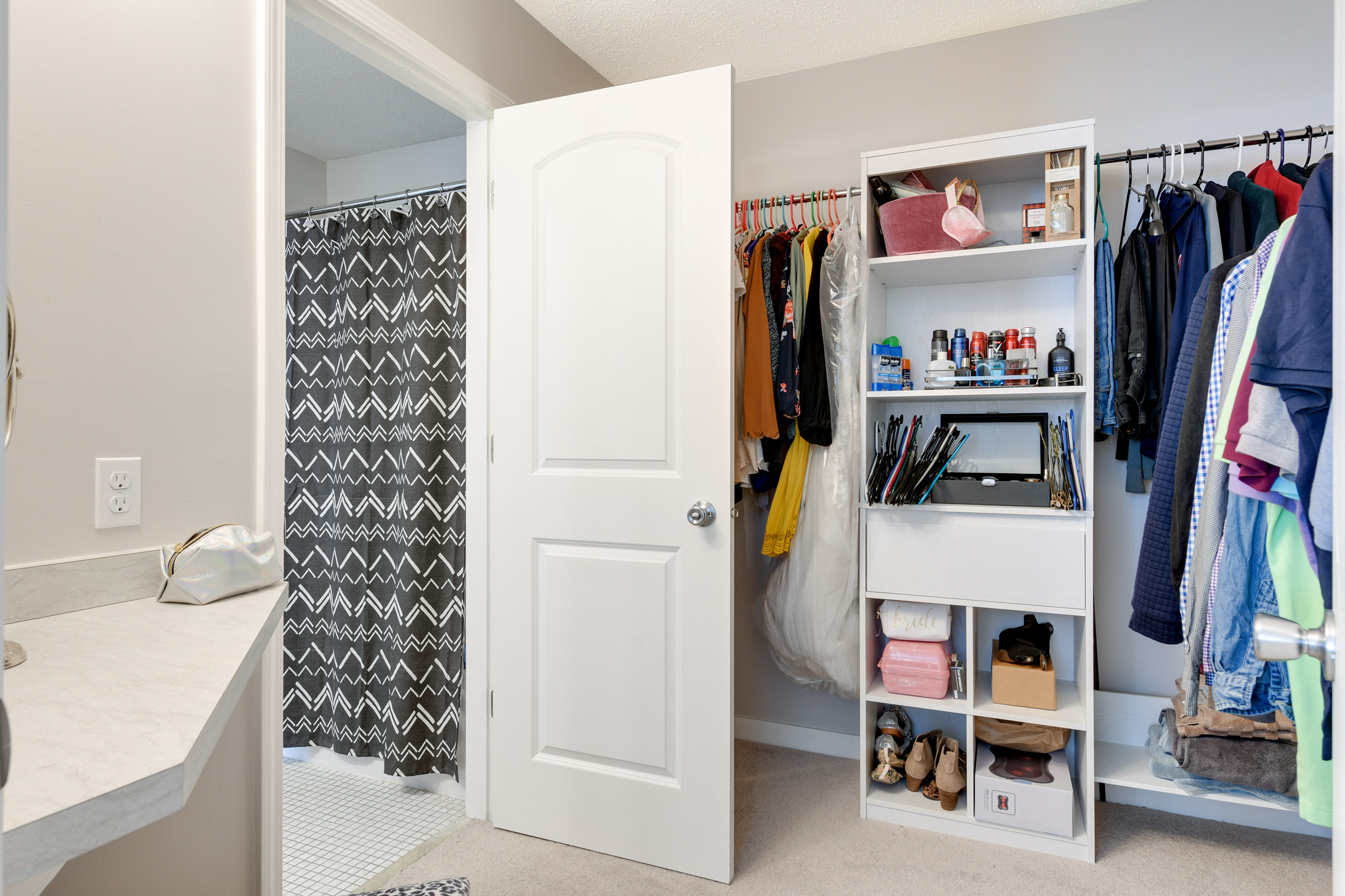 Large Walk-In Closet with Vanity Counter
