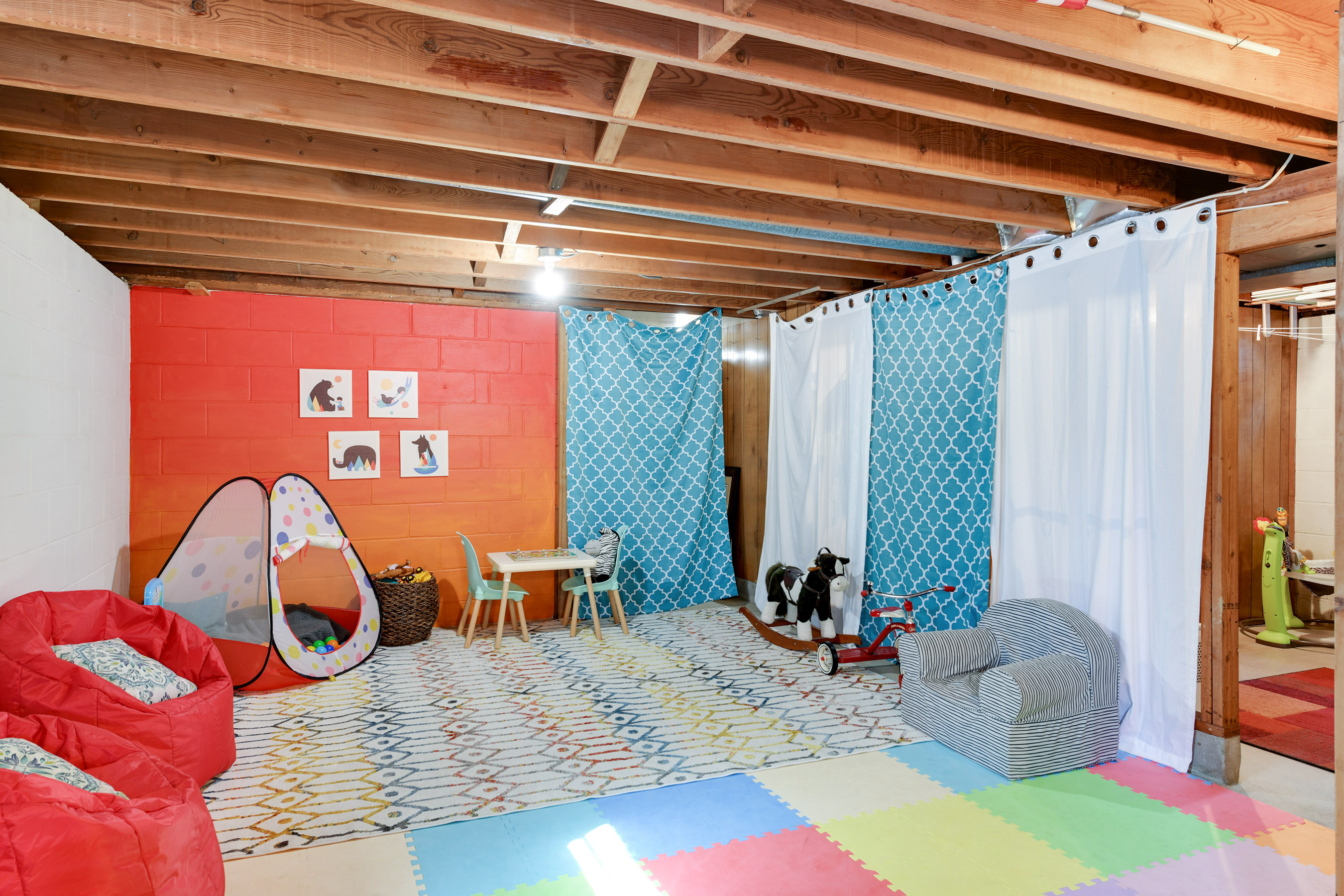 Tons of lower level space for play, workout, office, etc.!