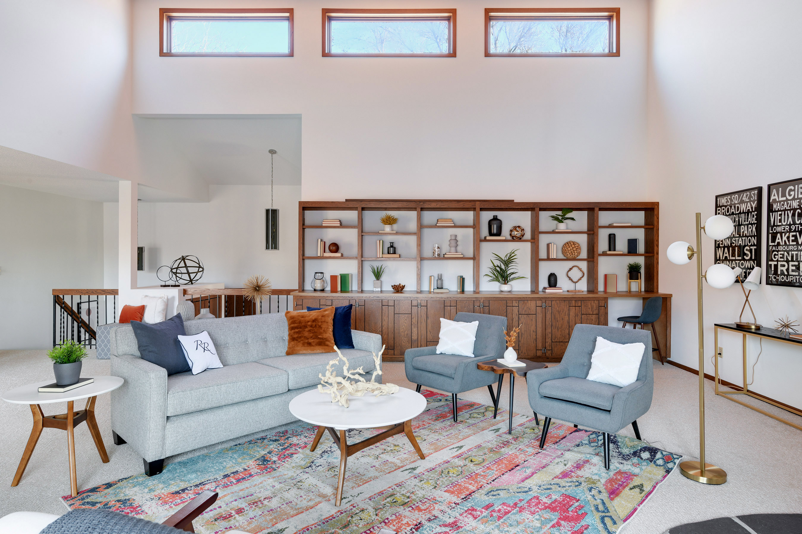 Light beams through these living room windows
