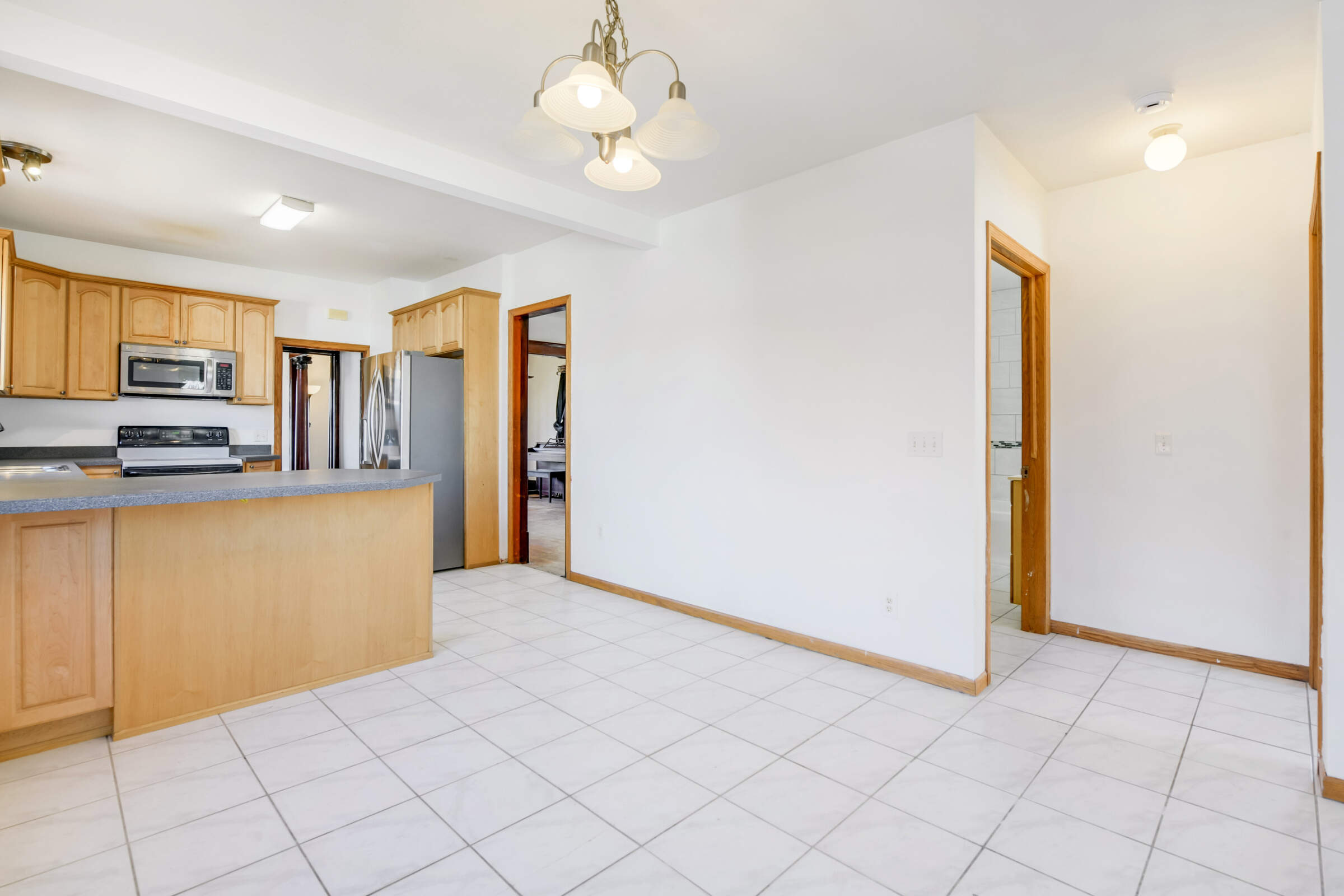The large eat-in kitchen is a rare bonus in this classic style of home
