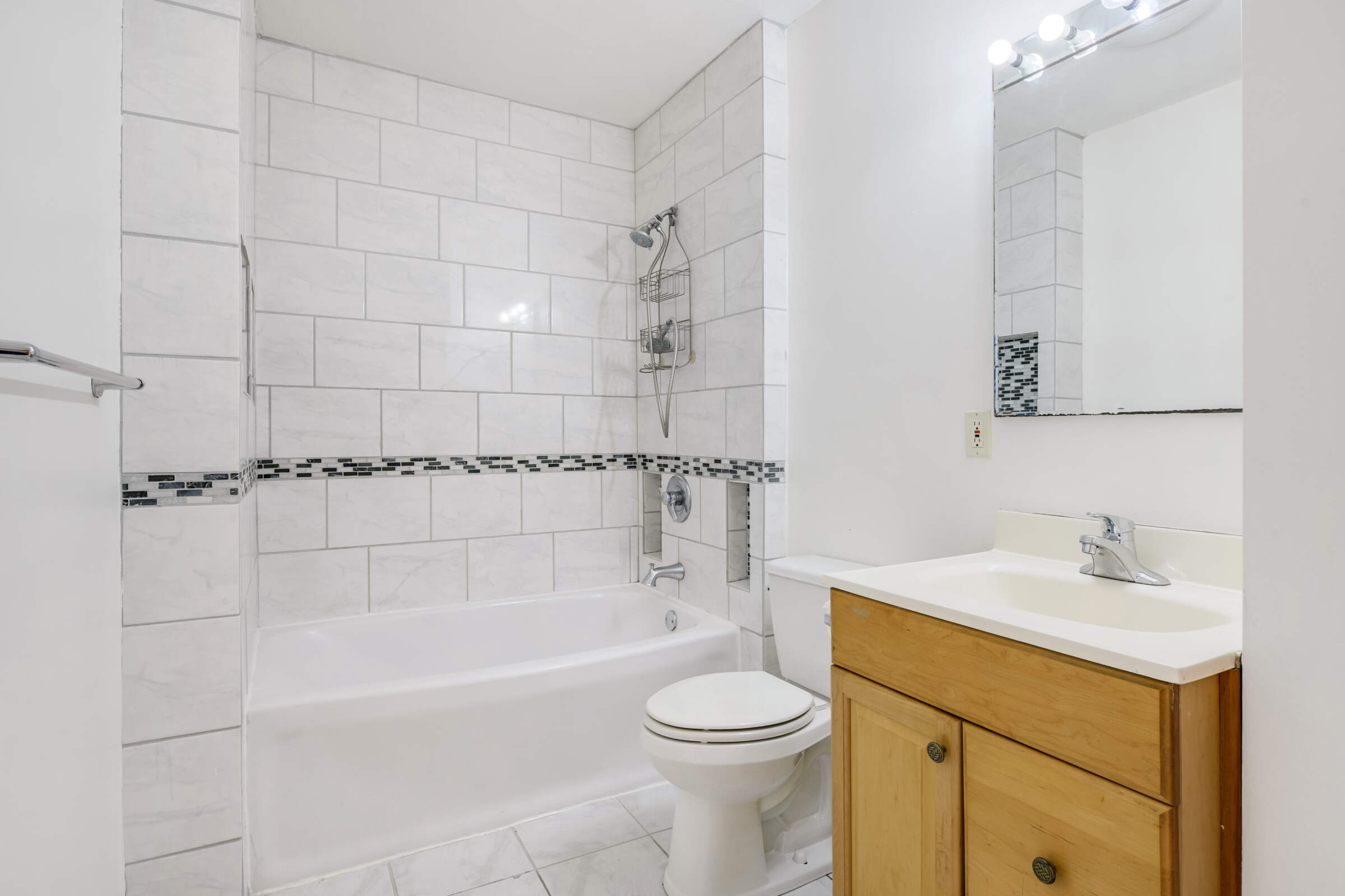 Tile bathroom on the main level