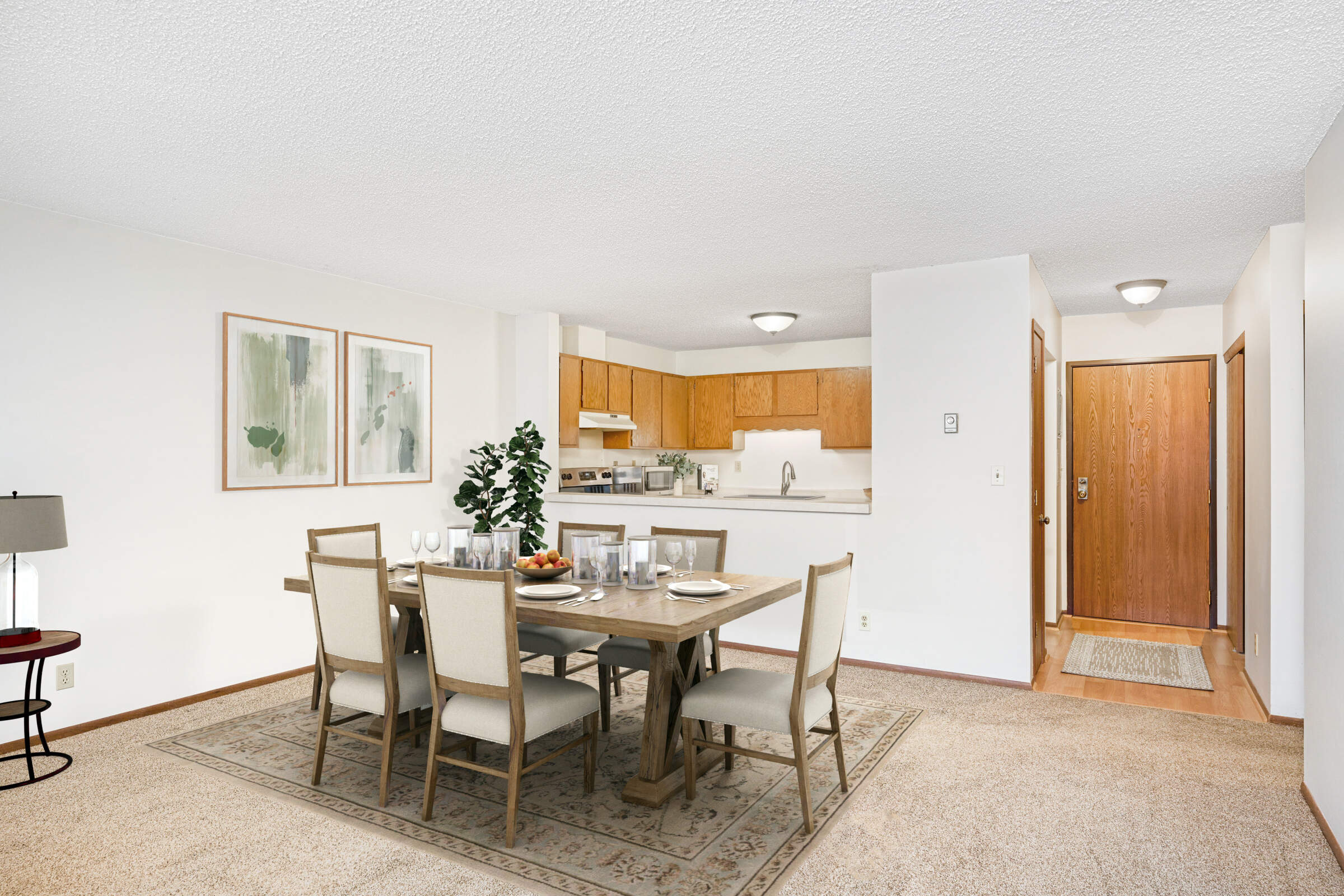 Living - Dining - Kitchen. Virtually staged.